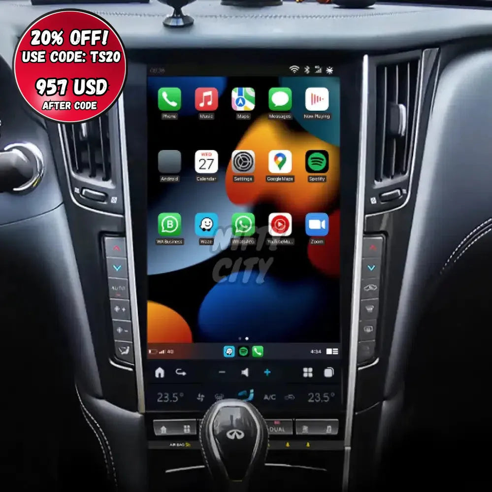 Infiniti Q50 2013 2021 Apple CarPlay Android Auto Tesla Screen MK7