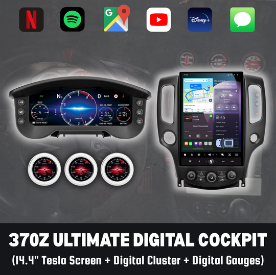 The Ultimate 370Z Digital Cockpit Bundle (Tesla Screen + Cluster + Gauges)
