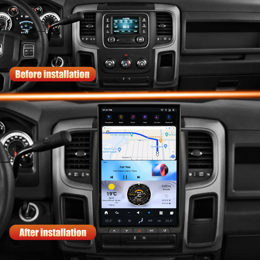 Dodge RAM 1500, 2500, 3500, 4500 2009-2024 Apple CarPlay & Android Auto Tesla Screen - Nifty City