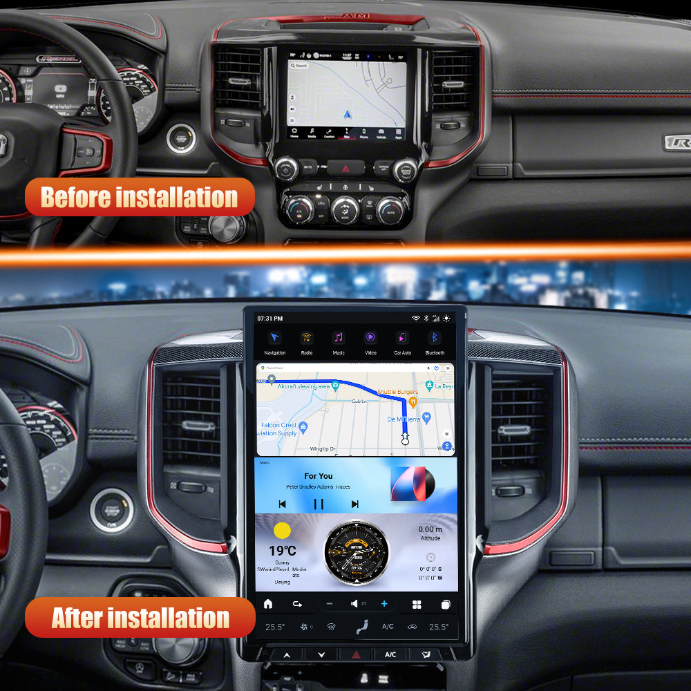 Dodge RAM 1500, 2500, 3500, 4500 2009-2024 Apple CarPlay & Android Auto Tesla Screen - Nifty City