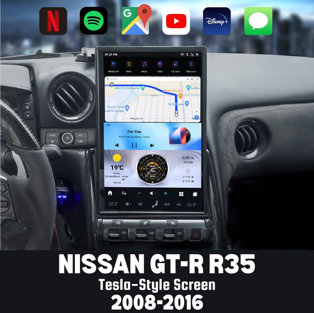 Nissan GT-R 2008-2016 Apple CarPlay & Android Auto Tesla Screen 14.5"
