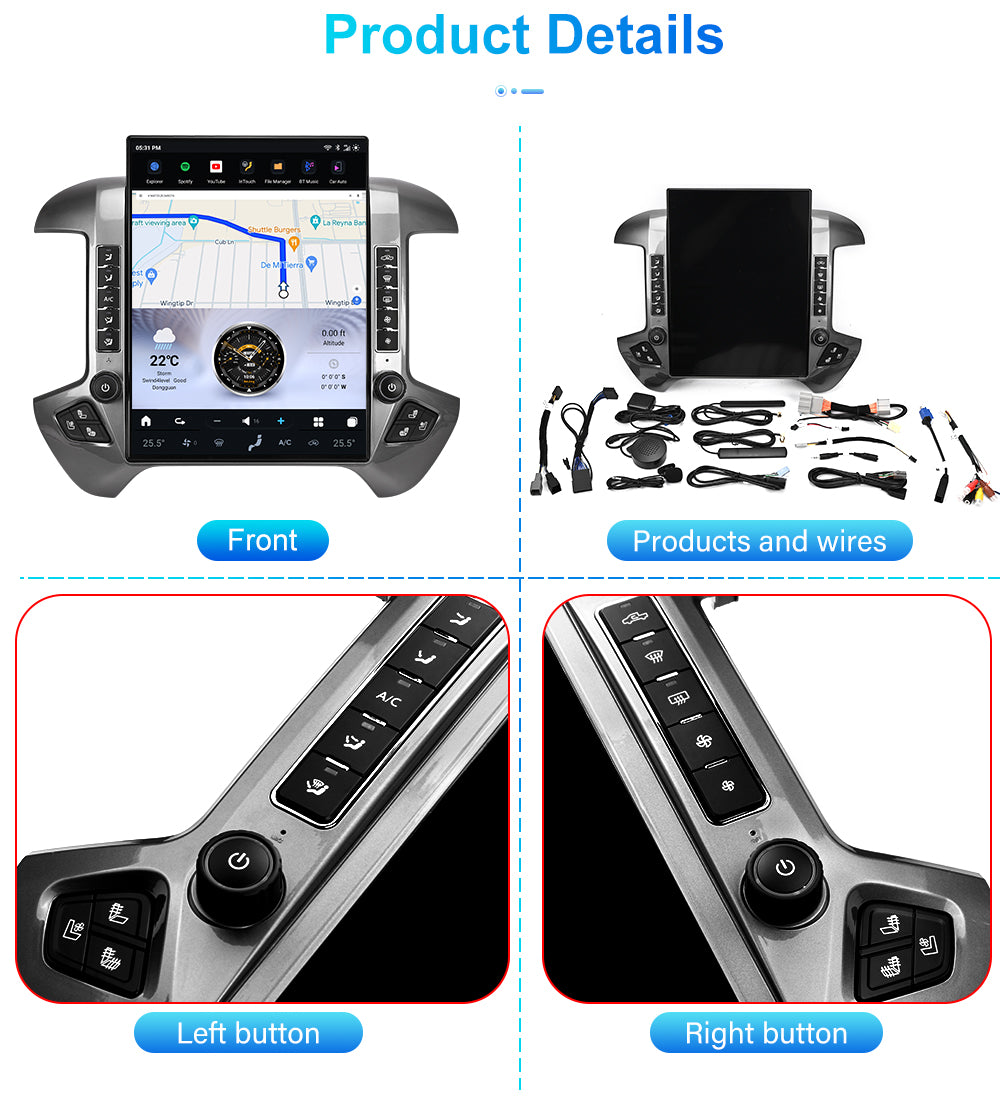 Chevrolet Silverado 2014-2025 Apple CarPlay & Android Auto Tesla Screen - Nifty City