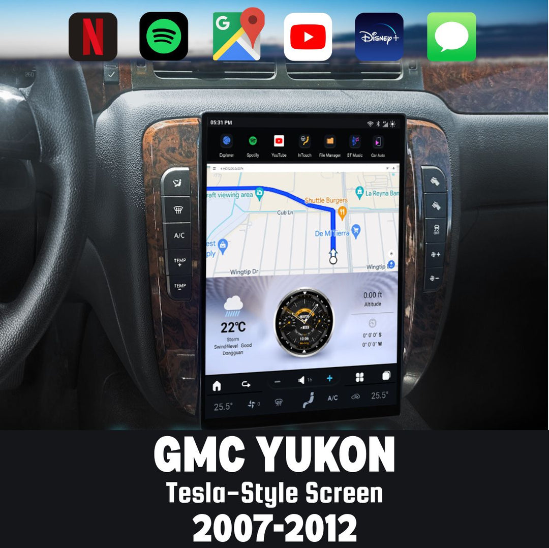GMC Yukon 2007-2012 Apple CarPlay & Android Auto Tesla Screen