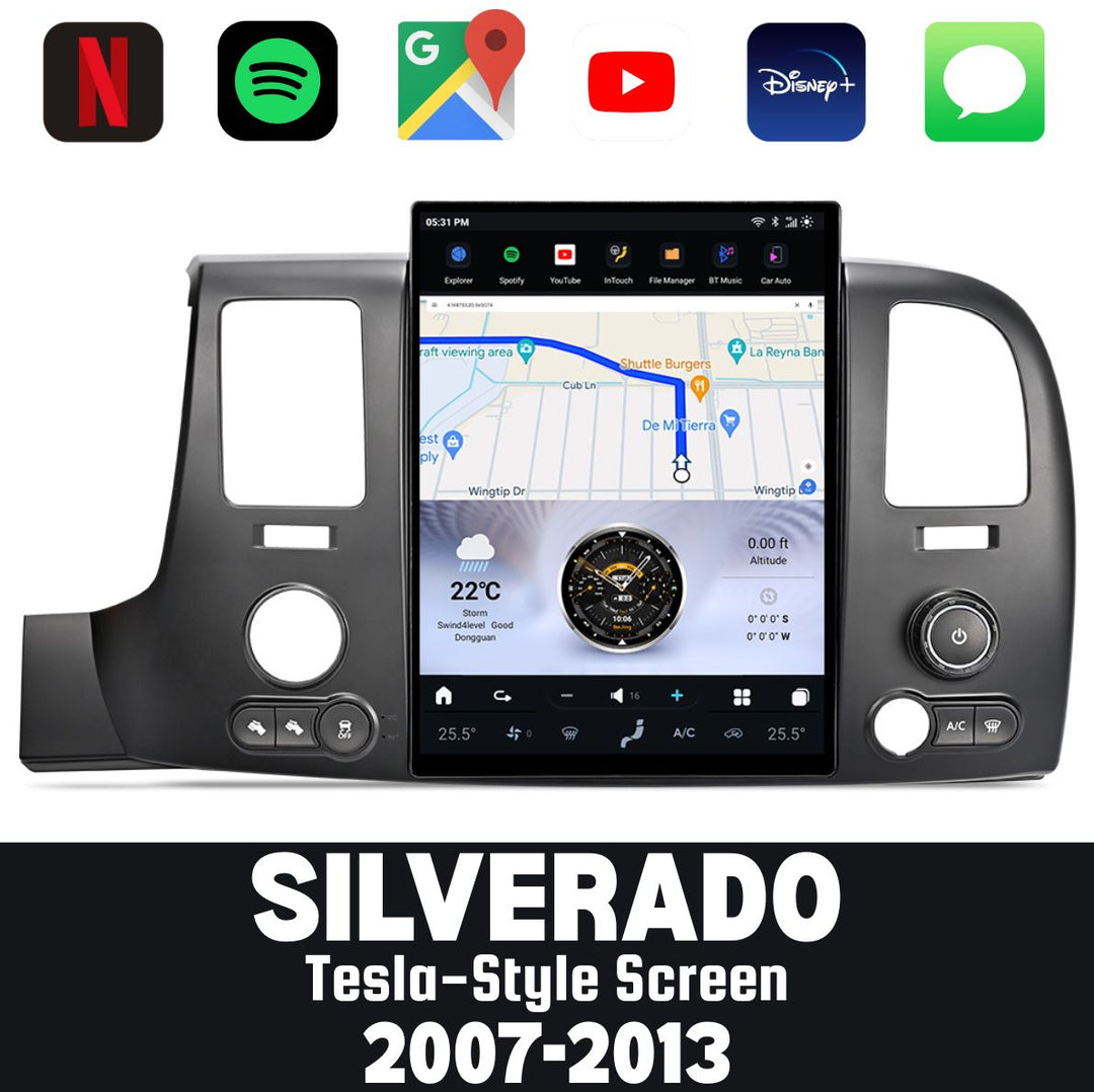 Chevrolet Silverado 2007-2012 Apple CarPlay & Android Auto Tesla Screen - Nifty City