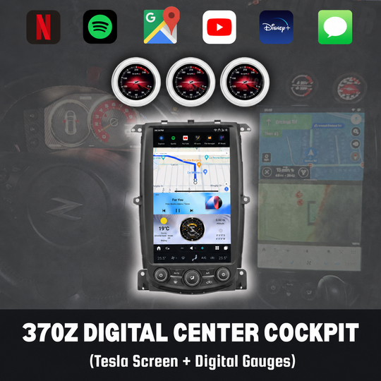 370Z Digital Center Cockpit with 13.6-inch black Tesla screen and digital gauges