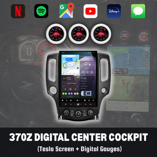 370Z Digital Center Cockpit with 14.4-inch black Tesla screen and digital gauges