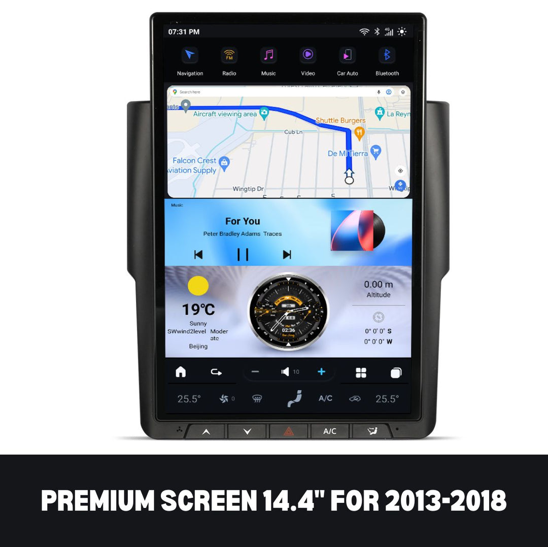 Dodge RAM 1500, 2500, 3500, 4500 2009-2024 Apple CarPlay & Android Auto Tesla Screen - Nifty City
