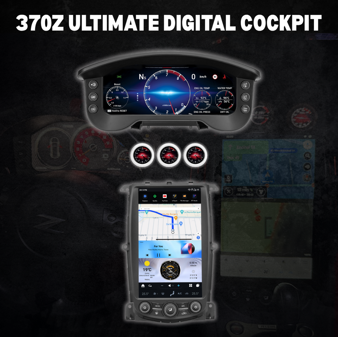 The Ultimate 370Z Digital Cockpit (Tesla Screen + Cluster + Gauges)