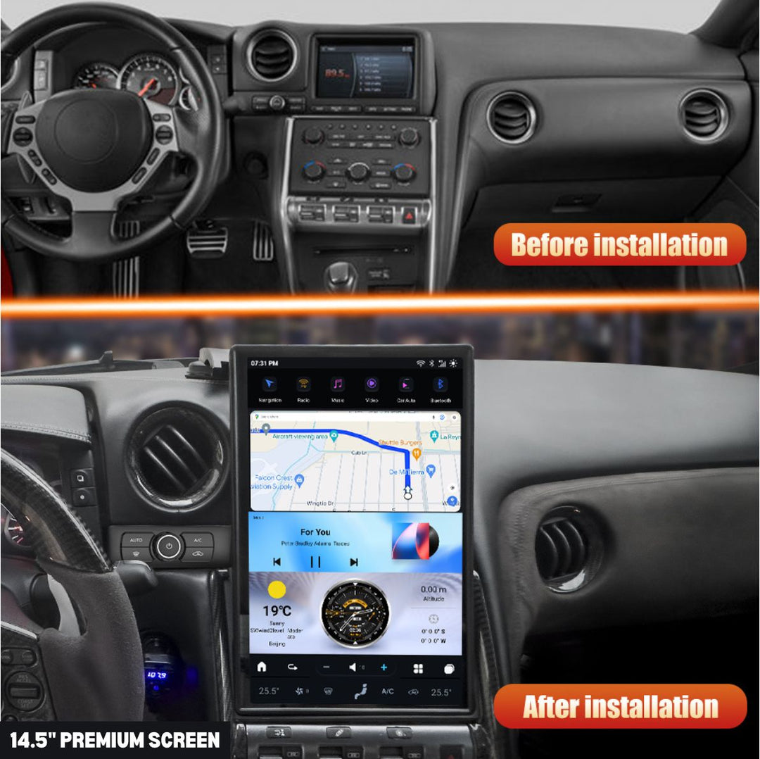 Nissan GT-R 2008-2016 Apple CarPlay & Android Auto Tesla Screen 14.5"