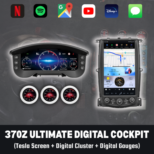 The Ultimate 370Z Digital Cockpit Bundle (Tesla Screen + Cluster + Gauges)