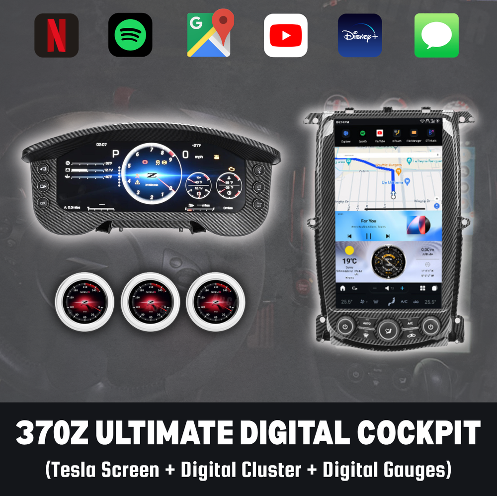 The Ultimate 370Z Digital Cockpit Bundle (Tesla Screen + Cluster + Gauges)
