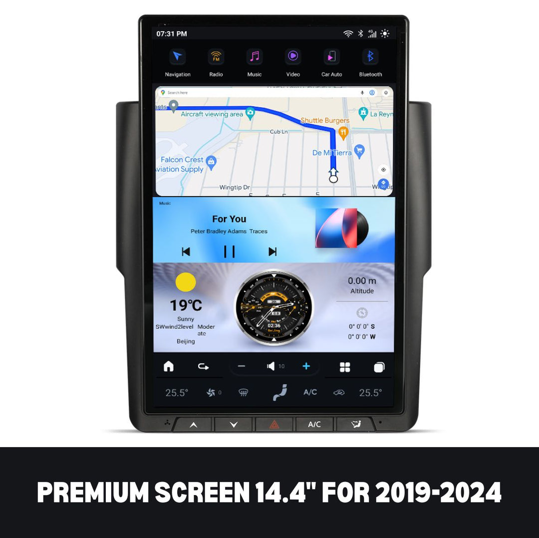 Dodge RAM 1500, 2500, 3500, 4500 2009-2024 Apple CarPlay & Android Auto Tesla Screen - Nifty City