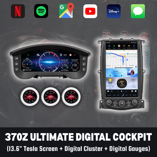 The Ultimate 370Z Digital Cockpit Bundle (Tesla Screen + Cluster + Gauges)