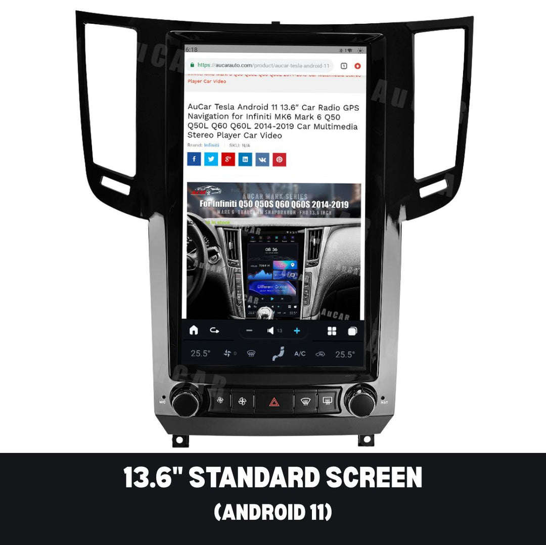 Infiniti QX70 2009-2016 Apple CarPlay & Android Auto Tesla Screen