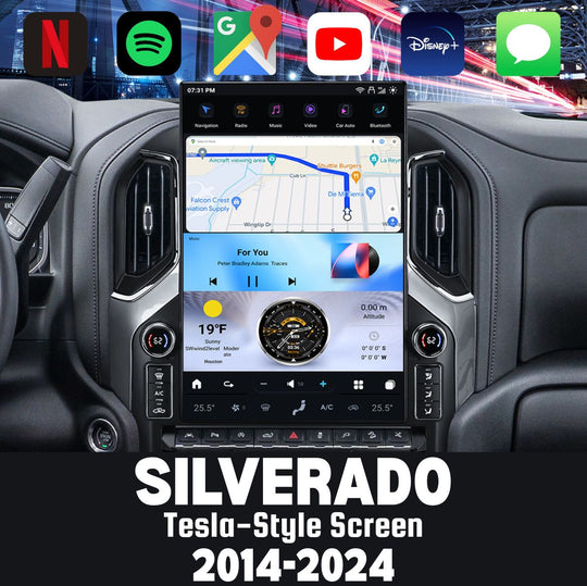 Chevrolet Silverado 2014-2025 Apple CarPlay & Android Auto Tesla Screen - Nifty City