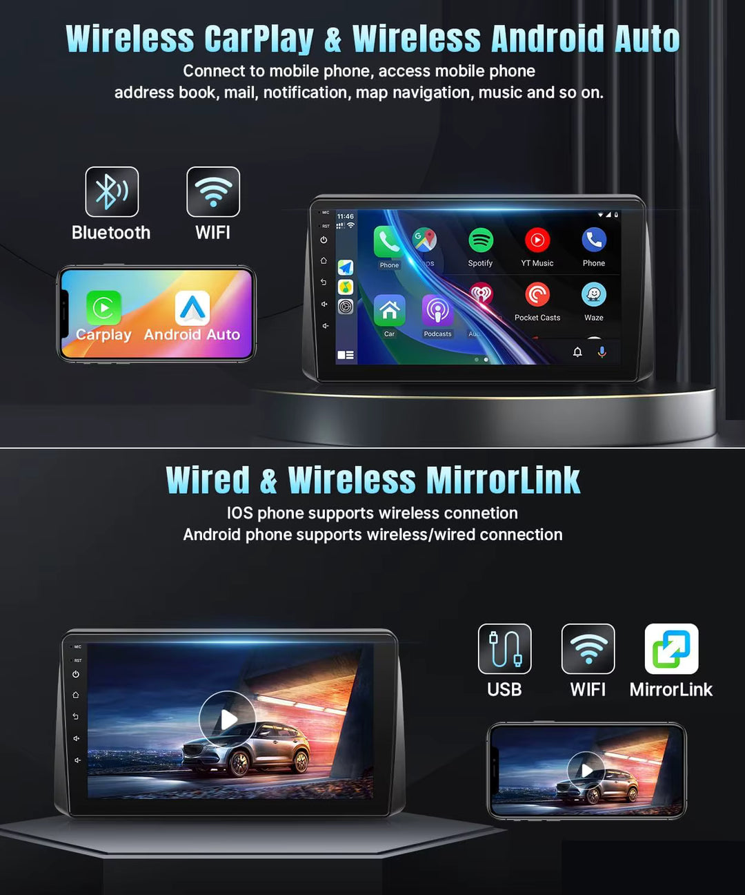 Chrysler Town and Country 2011-2016 Apple CarPlay & Android Auto Integration Screen