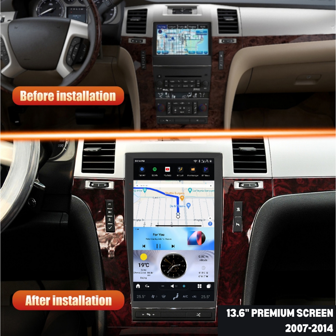 Cadillac Escalade 13.6-inch screen before and after installation