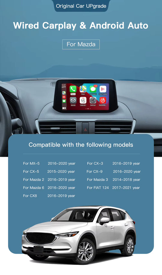 Mazda 2 2016-2020 Apple CarPlay & Android Auto OEM Integration