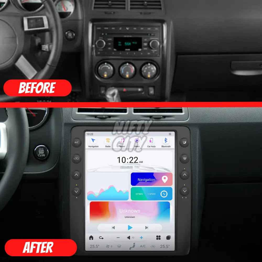 Dodge Challenger 2008-2014 Apple CarPlay & Android Auto Tesla-Style 12.5" - Nifty City