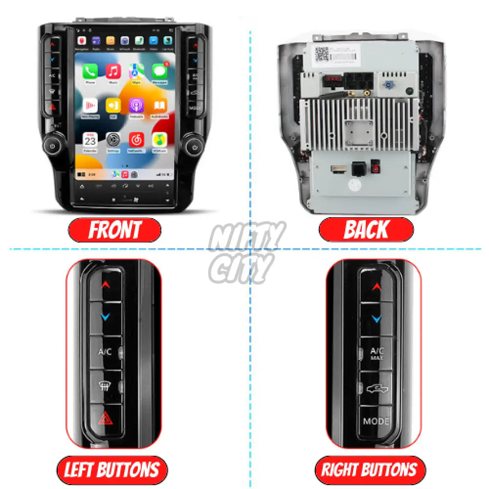 Dodge RAM 2500 3500 4500 2019-2021 Apple CarPlay & Android Auto Tesla-Style - Nifty City