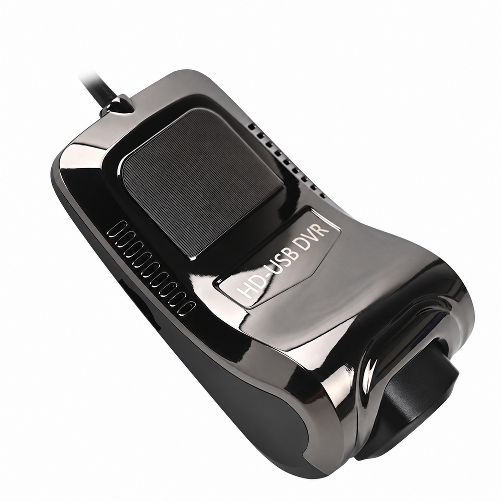 Front-view DVR dash camera angled top view