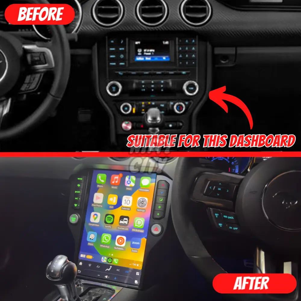 Ford Mustang 2015-2023 Apple CarPlay & Android Auto Tesla-Style 14.5" - Nifty City