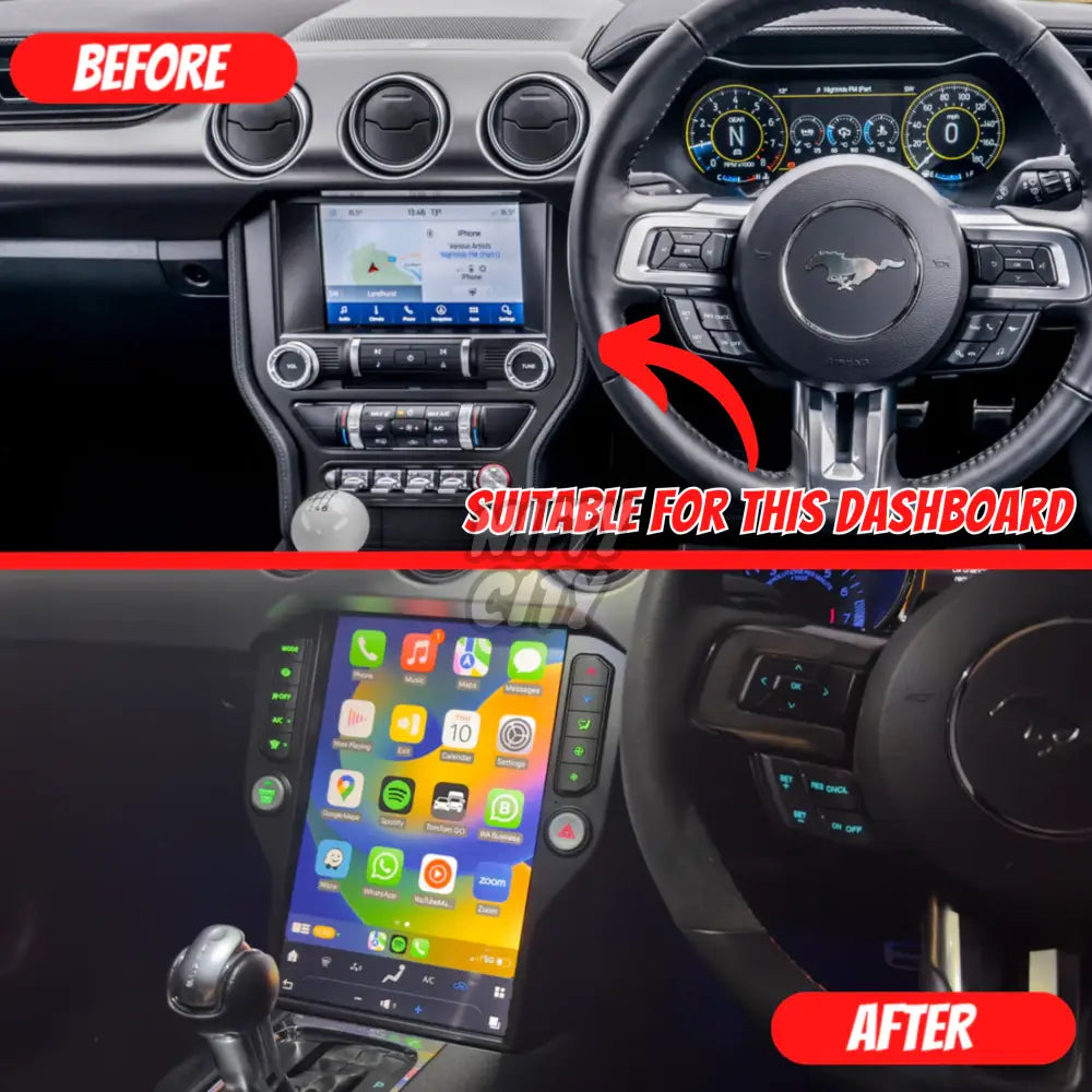 Ford Mustang 2015-2023 Apple CarPlay & Android Auto Tesla-Style 14.5" - Nifty City