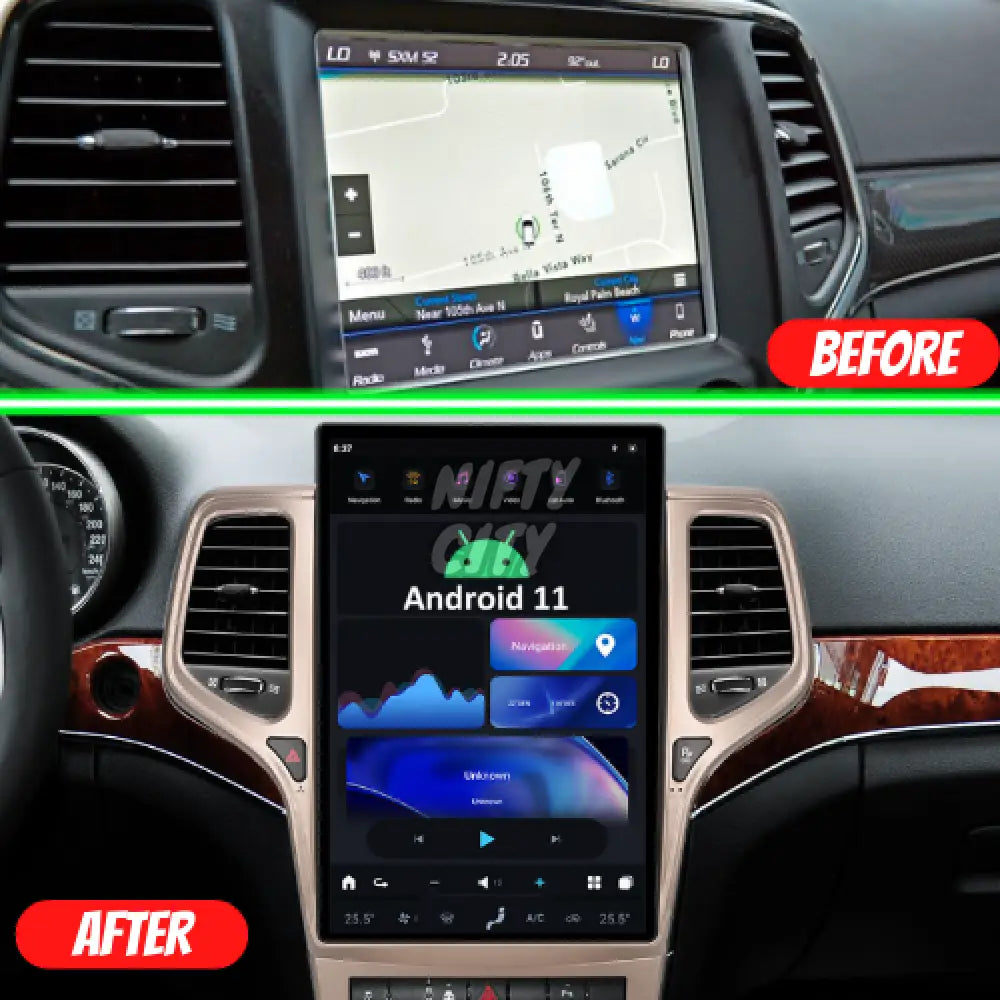 Jeep Grand Cherokee 2013-2020 Apple CarPlay & Android Auto Tesla-Style - Nifty City