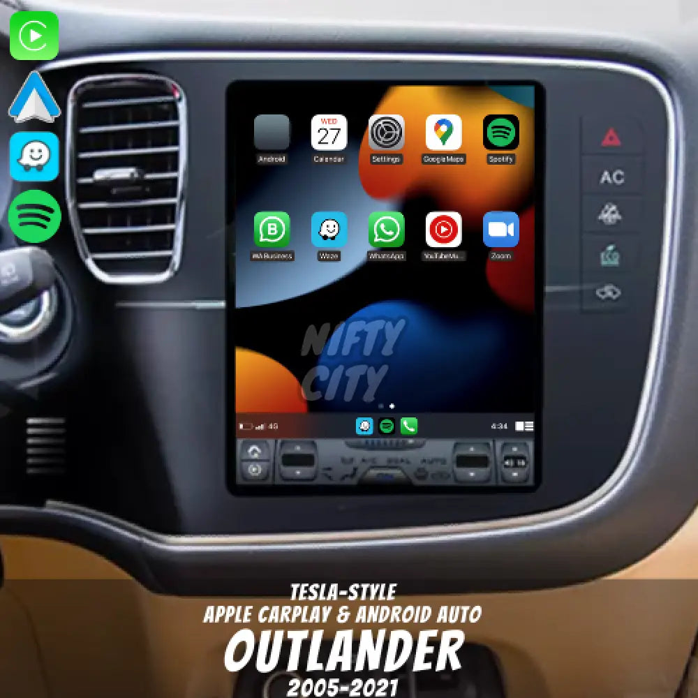 Mitsubishi Outlander 2005-2021 Apple CarPlay & Android Auto Tesla-Style - Nifty City