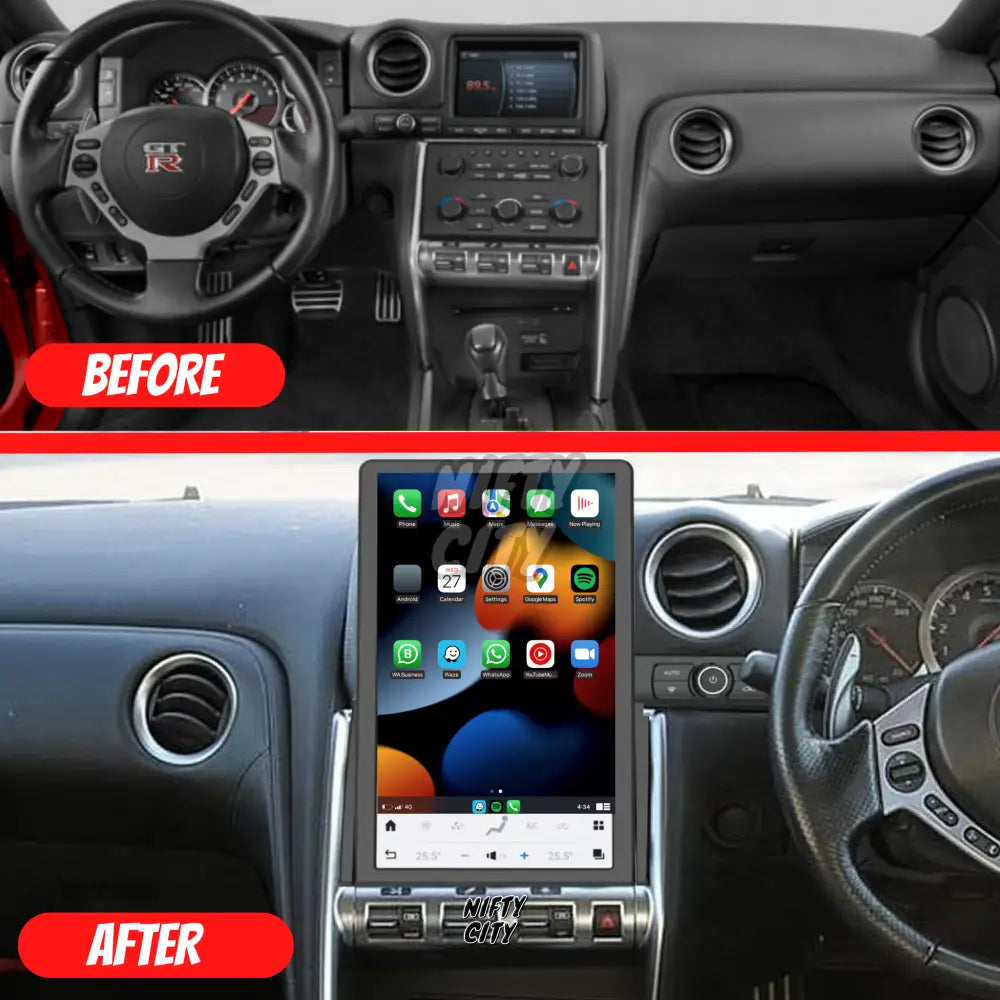 Nissan GT-R 2008-2016 Apple CarPlay & Android Auto Tesla-Style 14.5" - Nifty City