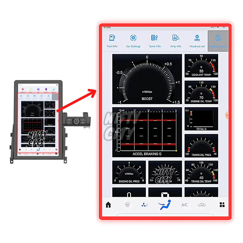 Nissan GT-R 2008-2016 Apple CarPlay & Android Auto Tesla-Style 14.5" - Nifty City