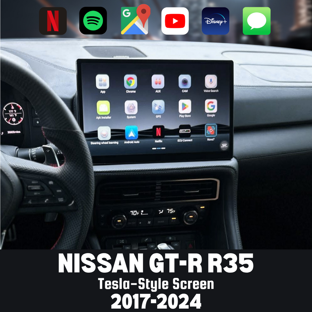 Nissan GT-R R35 2017-2024 12.9-inch Tesla-style screen installed