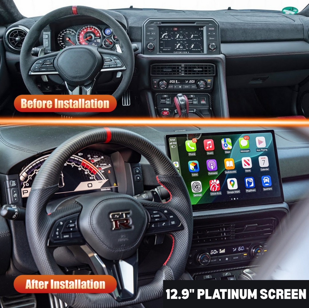 Nissan GT-R R35 2017-2024 12.9-inch screen before and after installation