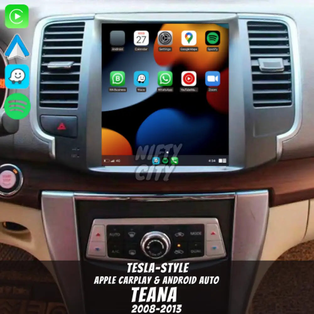 Nissan Teana 2008-2018 Apple CarPlay & Android Auto Tesla-Style - Nifty City