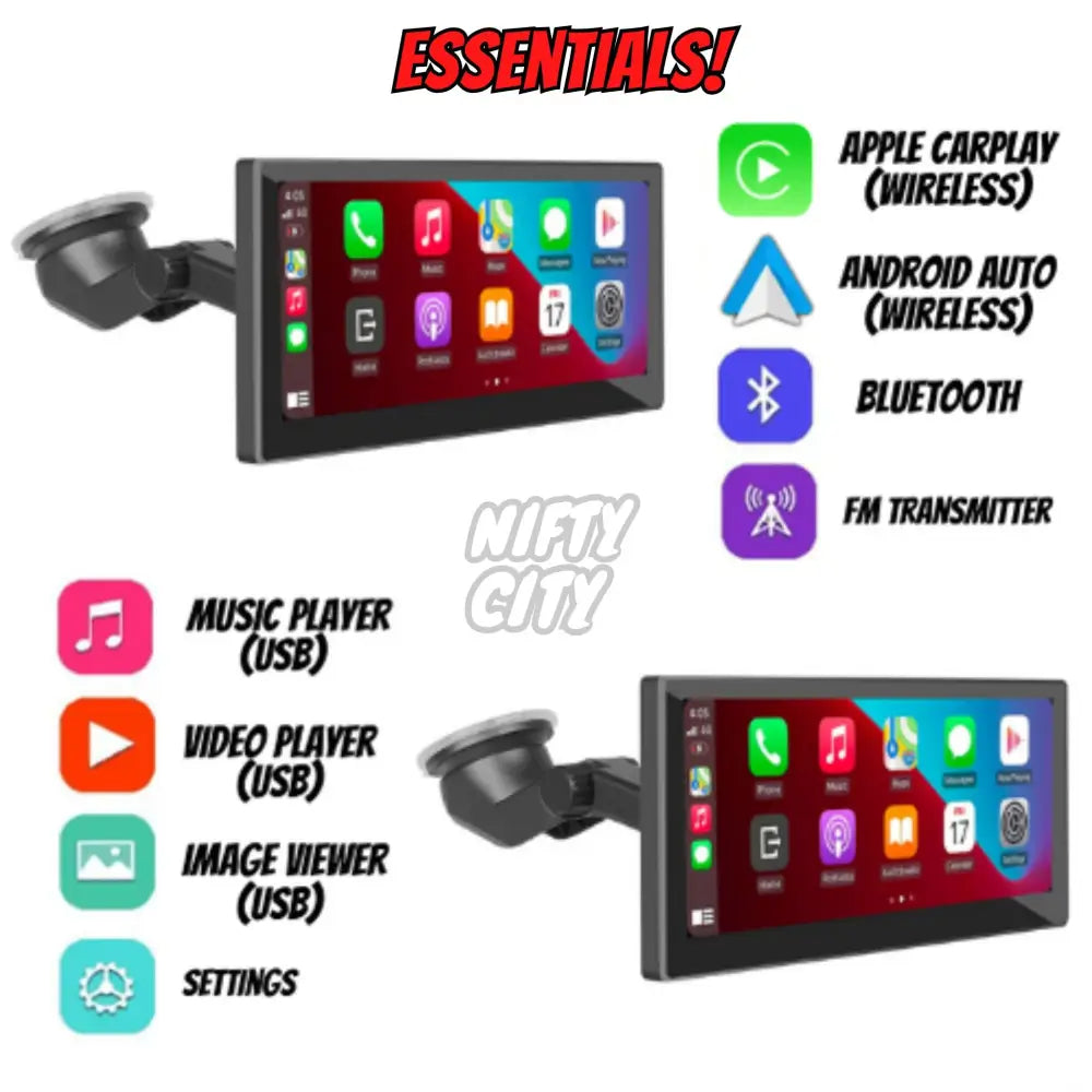Portable Standalone Wireless Apple CarPlay & Wireless Android Auto - Nifty City