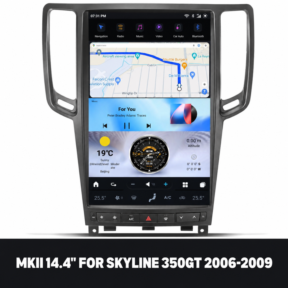 Skyline 350GT Android 13 14.4 inch Tesla-style screen front view